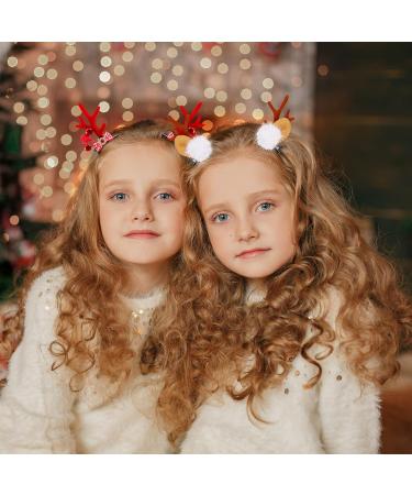 Melliex 4 Couples Christmas Deer Antlers | Plush Reindeer Hair Clips for Girls & Women | Festive Holiday Party Accessories - Buy Online on GoSupps.com
