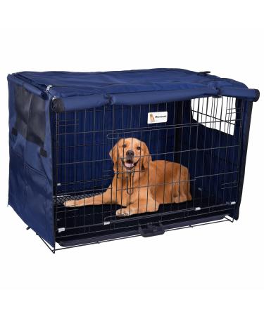 Dog Crate Cover Durable- Fits 24 30 36 42 48 Inches Wire Crate - Dog Kennel Cover for Medium and Large Dog - Heavy Duty Oxford Fabric with 1 2 3 Doors Rhombus Blue-2 48 Inch