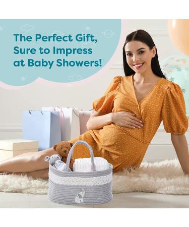 Cradle Star Diaper Caddy Organizer - 100% Cotton Rope Baby Basket with Compartments - Elephant Gray - Buy Online on GoSupps.com