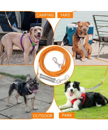Yard Leash for Dogs - 3-15m Shock Absorbing Tie Out Cable - Durable 9m Orange Dog Leash - Buy Online on GoSupps.com