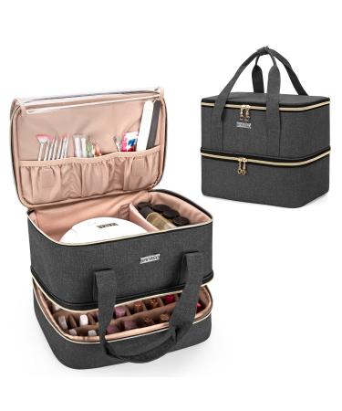 Bafaso nail polish storage nail polish organizer bag for 40 bottles (up to 15 ml) and nail dryer nail dryer bag for nails accessories and UV lamp without accessories black patent-protected  - Buy Online on GoSupps.com