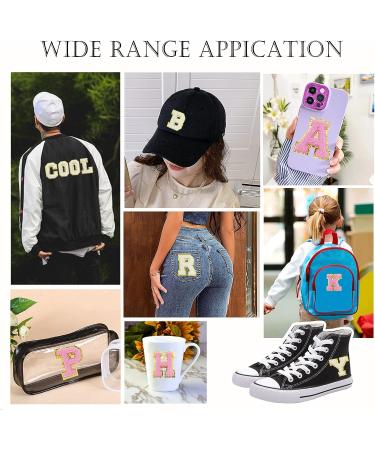 26 Piece Self Adhesive Chenille Letter Patches A-Z White 2.56 Inch - Varsity Embroidered Gold Glitter Border - Stoney Clover Alphabet Patches - DIY Craft - Buy Online on GoSupps.com