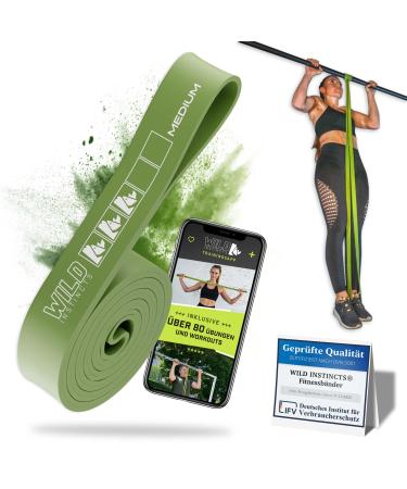 Wild instincts premium resistance straps strength training/pull -up band for pull -ups fitness straps set/resistance bands set/rubber band Sport for crossfit & stretching +bag +training app medium