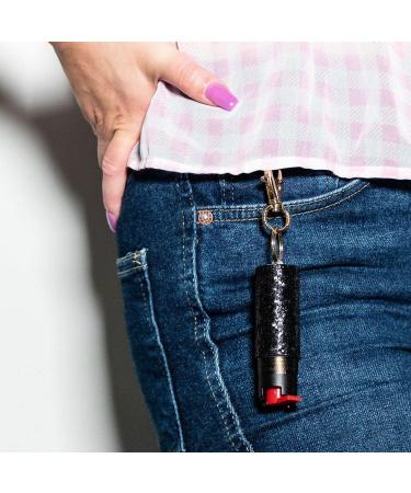 Pepper Spray Maximum Strength Keychain for Women, 12-Foot Spray Range & UV Dye - Glitter Black 1 - Buy Online on GoSupps.com