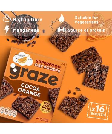 Graze Protein Oat Boost Bars - Cherry Bakewell and Cocoa Orange - Healthy Snacks Whole Oats Natural Flavours High Fibre Less Sugar (16 Snacks - 4 Packs of 4 x 30g) - with Tea Pouch - Buy Online on GoSupps.com