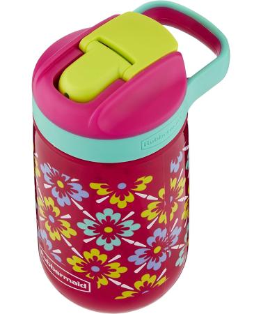 Rubbermaid Leak-Proof Kids Water Bottle 14 oz - Tiki Flowers Graphic Tart Pink - 16 oz - Buy Online on GoSupps.com