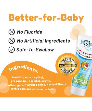 Happy Teeth Natural Baby Toothpaste - Fluoride-Free Pear Apple Flavor for Ages 0-3 | Safe to Swallow Toddler Toothpaste - 1.4 oz - Buy Online on GoSupps.com