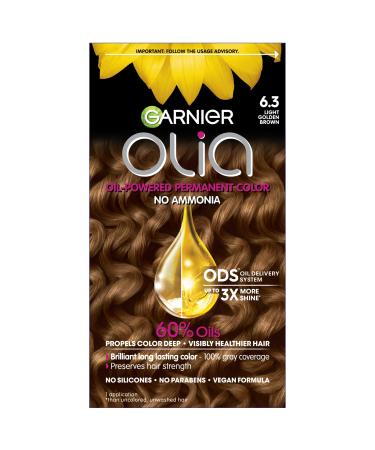 Garnier Hair Color Olia Ammonia-Free Brilliant Color Oil-Rich Permanent Hair Dye 6.3 Light Golden Brown 1 Count (Packaging May Vary)