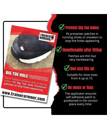 Trainer Armour Big Toe Hole Preventer Patches with Applicator - Shoe Burst Prevention Repair Patch for Running Shoes and Sneakers - Buy Online on GoSupps.com
