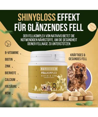 Nativivo High-Dose Probiotic Biotin+Zinc Complex for Dogs & Cats | Test Winner for Shiny Fur Hair Loss Relief & Skin Irritations | Made in Germany - Buy Online on GoSupps.com