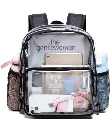 Vorspack Clear Mini Backpack - Stadium Approved 12x12x6 Small Clear Backpack for Women with 2 Water Holders - Black - Buy Online on GoSupps.com