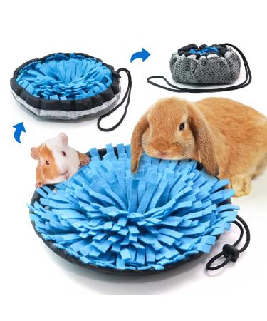 Rabbit Foraging Mat, Interactive Feed Game for Boredom, Small Pet Puzzle Toy, OVMKOV 9.44" x 9.44" Polar Fleece Snuffle Pad Bed Nosework Feeding Mat for Bunny Hamster Guinea Pigs Ferrets Chinchillas