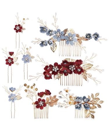 NUOBESTY 2 Set Wedding Hair Clips Combs Bridal Wedding Hair Pins Bridal Wedding Hair Side Combs Twist Spiral Pearl Hair Pins Clips for Women for Brides Women