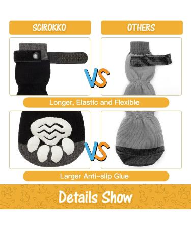 SCIROKKO Anti-Slip Dog Socks (3 Pairs) - Adjustable Pet Paw Protection with Golden Paw Pattern - Indoor Traction Control - Size L (Paw width 3.13 in) Black - Buy Online on GoSupps.com