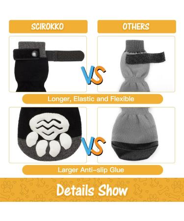 SCIROKKO 3 Pairs Double Anti-Slip Dog Socks - Adjustable Non-Skid Paw Protector for Small Dogs - Indoor and Outdoor Paw Grips for Traction Control and Lick Prevention - Black - Buy Online on GoSupps.com