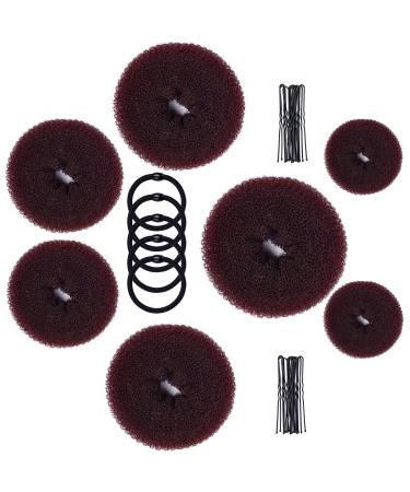 Donut Bun Maker Set MORGLES Hair Bun Maker 7pcs Hair Ring Style(4 Sizes) with 5pcs Hair Elastic Bands 20pcs Hair Pins for Chignon Hair Styles Ballet Dancers Kids Girls(Dark Brown) - Buy Online on GoSupps.com