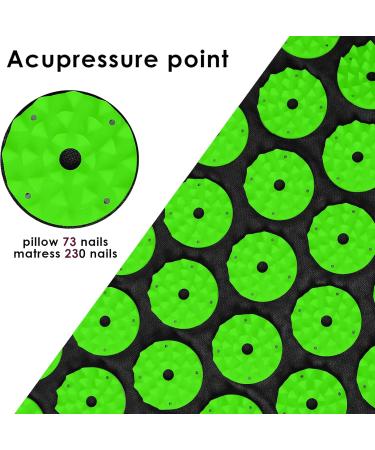 Acupressure Set | Soothing Mat & Pillows for Back Pain Relief Neck Tension and Energy Stimulation - Black-Green - Buy Online on GoSupps.com