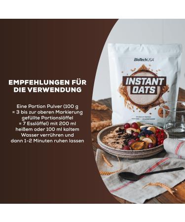 BioTechUSA Instant Oats Porridge - 1000g Chocolate | High Fiber & Vegetable Protein | International Shipping Available - Buy Online on GoSupps.com