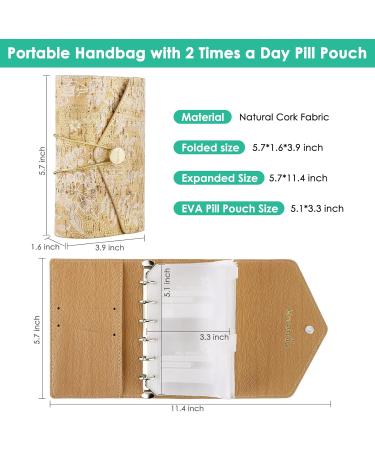 Natural Cork Bag Pill Organizer - 2x Daily 10 EVA Pouch Set (Golden) | Exquisite Design for International Shipping - Buy Online on GoSupps.com