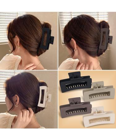 8 Pack Large Hair Claw Clips for Women - Strong Hold Matte Square Jaw Clips - Neutral Colors - 4.4 Inch - Thin Thick Hair - Buy Online on GoSupps.com
