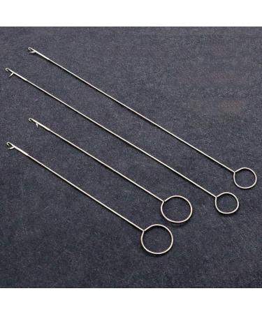Needle Hook, 4 Pcs Stainless Steel Latch Hook Supplies, 2 Sizes Tongue  Crochet Tool, Sewing Loop Hook with Latch DIY AccessoriesBent Latch Crochet  (26.5cm, 16.5cm)