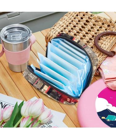 Vintage Red Double Decker Bus Sanitary Napkin Storage Bag | Portable Menstrual Cup Pocket for Girls & Women - Buy Online on GoSupps.com