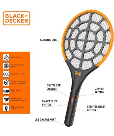 BLACK+DECKER Bug Zapper Fly Swatter Electric - Indoor & Outdoor Fly Zapper with Counter - Heavy Duty Pest Control for Flies, Mosquitoes, Gnats - Buy Online on GoSupps.com