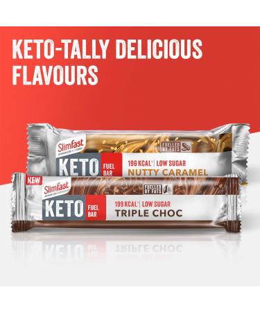 SlimFast Advanced Keto Fuel Bar - Nutty Caramel, Low Sugar & Chocolate Coated - 5 Count Pack - Buy Online on GoSupps.com