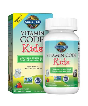 Garden of Life Vitamin Code Kids Chewable Whole Food Multivitamin for Kids Cherry Berry 30 Chewable Bears