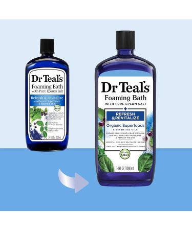 Dr Teal's Foaming Bath with Pure Epsom Salt 34 fl oz - Refresh & Revitalize with Vitamins A, B & C - Pack of 4 - Buy Online on GoSupps.com