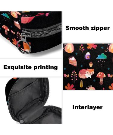 Stylish Menstruation Pad Bag with Zipper | Cute Fuchs Fungus Pumpkin Pattern | Perfect for Tampons & Women's Napkins | Travel-Friendly & Practical - Buy Online on GoSupps.com