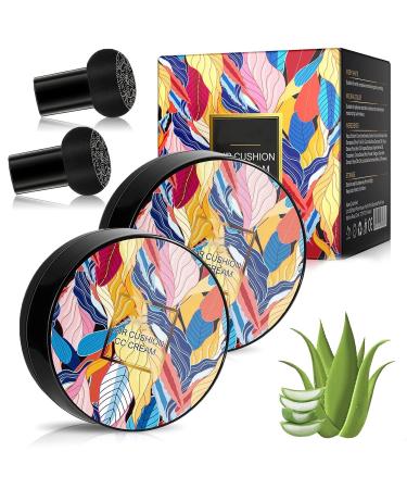 Indicativet 2024 New Mushroom Head Air Cushion CC Cream Air Cushion CC Cream Mushroom Head Long-Lasting Waterproof Oil Control Moisturizing Concealer Foundation Beauty Face Make Up(2pcs/Natural)