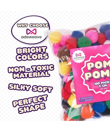 Adeweave 1000 Assorted Craft Pom Poms - Multicolor Bulk Arts and Crafts Pompoms - Soft and Fluffy Balls in Assorted Sizes for Home and School - Buy Online on GoSupps.com