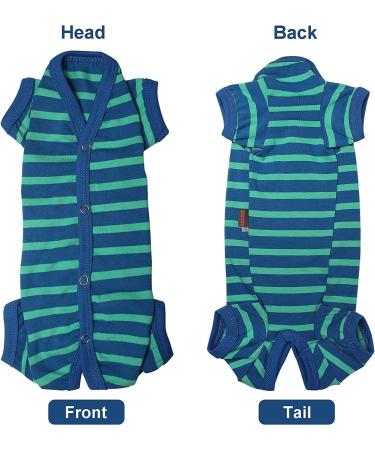 Shop Soft Cotton Dog Pajamas | Cute 4-Legged Jumpsuit for Summer | Blue-Green XS for Male & Female Dogs - Buy Online on GoSupps.com
