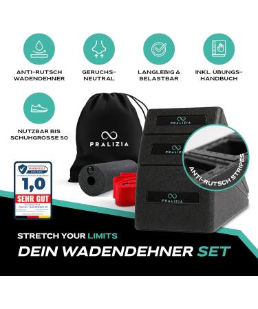 Pralizia All-in-One Eco Wadenheber Set | Non-Slip Knee & Calf Trainer Wedge | Foot to Neck Stretch | Complete Instructions Included - Buy Online on GoSupps.com