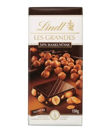 Lindt 1 barre de chocolat noir 34% noisettes 150 g Chocolat noir 150 g (Pack of 1)