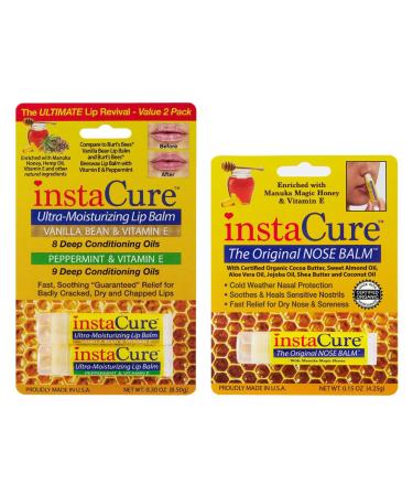 Insta Cure Manuka Honey Magic Lip Balm Certified Organic Ingredients Ultra-Moisturizing Quickly Clears Skin Irritations Hydration Stick for Damaged Lips