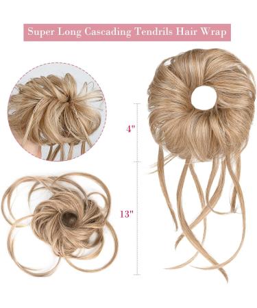 REECHO Super Long Messy Bun Hair Piece in Dark Ash Blonde - Curly Wavy Updo Hair Extensions Scrunchie for Women and Girls - Buy Online on GoSupps.com
