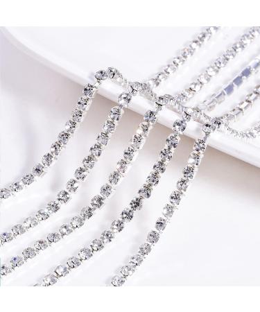 BLINGINBOX Rhinestones Chain 10 Yards SS16/4mm Crystal Glass Sew On Trim - Silver Bottom | 4mm Crystal Cup Chain for Crafts | Sparkling Rhinestone Embellishments - Buy Online on GoSupps.com