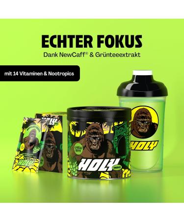 Holy Energy Gaming Booster 'Gorillas Grape' - Vegan Focus Drink with Green Tea & Newcaff | 50 Portions of Natural Grape Flavor - Buy Online on GoSupps.com