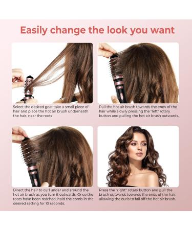 3-in-1 Hair Dryer Brush Set - Rotating Hot Air Spin Brush with Ionic Technology - Detachable Curling Brushes in Black & Gold - Buy Online on GoSupps.com