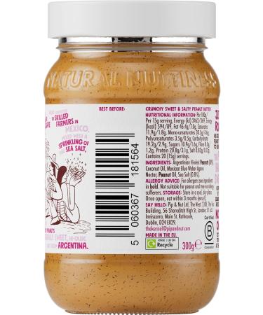 Pip & Nut - Sweet & Salty Crunchy Peanut Butter (300g) | Natural Nut Butter No Palm Oil No Added Sugar Hi-Oleic Peanuts High in Unsaturated Fats Gluten Free Vegan Dairy Free - Buy Online on GoSupps.com
