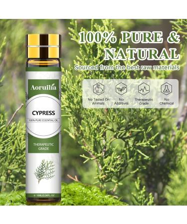 Aoruilia 10ml Cypress Essential Oil - 100% Pure Natural Cypress Oil Essential Oils for Diffuser for Home Aromatherapy Spa Massage Soaps & Candles Making Cypress 10 ml (Pack of 1) - Buy Online on GoSupps.com