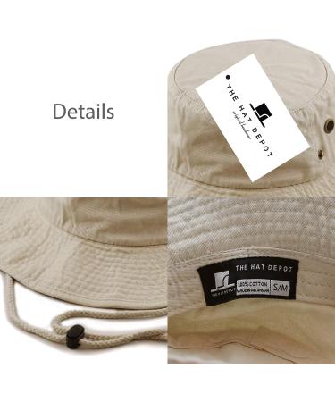 Stone-Washed Cotton Safari Wide Brim Bucket Hat in Khaki | Large-X-Large - Buy Online on GoSupps.com