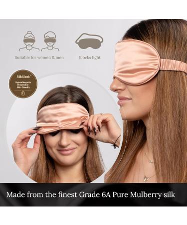 SILKSLEEK 22 Momme Pure Mulberry Silk Sleep Mask in Rose Gold | 100% Pure Silk Filled Eye Mask | Super Soft & Comfortable | Blackout Eye Mask for Sleeping | Travel Essentials | Gift Box Included - Buy Online on GoSupps.com