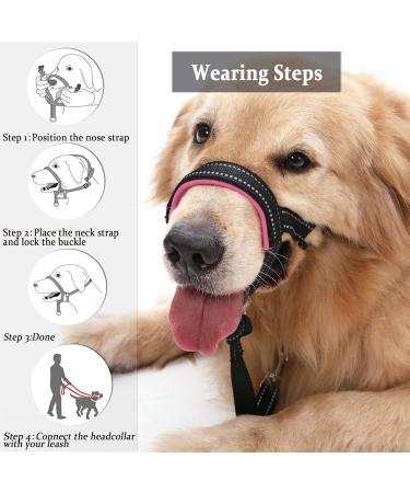 Dog Head Collar No Pull - Soft Upholstery Headhalters for Labrador - Includes Training Instructions - L Rosa/Schwarz - Buy Online on GoSupps.com
