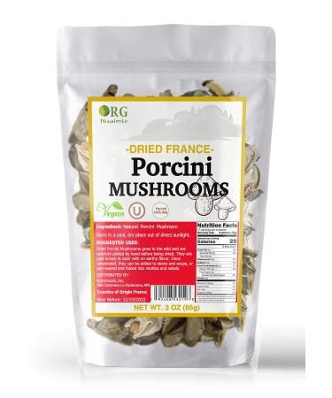 Orgnisulmte Dried Porcini Mushrooms Whole All Natural Authentic Gourmet Handpicked New Season French Wild Porcini Mushroom Premium Vacuum Pack 3Oz(85g)