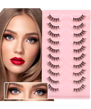 Gjinxi 10 Pairs Half Lashes Natural Looking Cat Eye Lashes Accent Eyelashes False Eyelashes 3D Fake Lashes Natural False Lashes False Eye Lashes Soft Fluffy Lashes - Buy Online on GoSupps.com