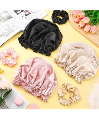 6-Piece Silk Bonnet & Scrunchies Set for Women and Girls - Silk Night Sleep Cap & Ponytail Holder for Hair Care and Makeup - Buy Online on GoSupps.com