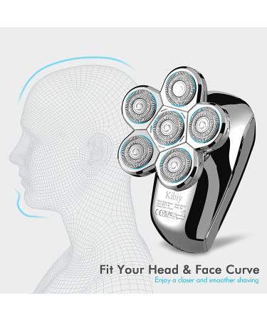 Kibiy Wet Dry Electric Shavers Replacement Blade Head - 6 Blades Bald Head Shaver in Silver - Buy Online on GoSupps.com